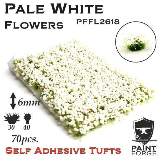 Paint Forge kępki kwiatków Pale White Flowers - 70sztuk / 6mm